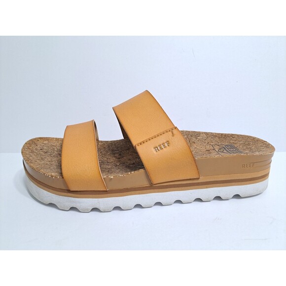 REEF Cushion Vista Hi Women's 8.5 Natural Platform Sandals Cork Leather - Picture 2 of 10